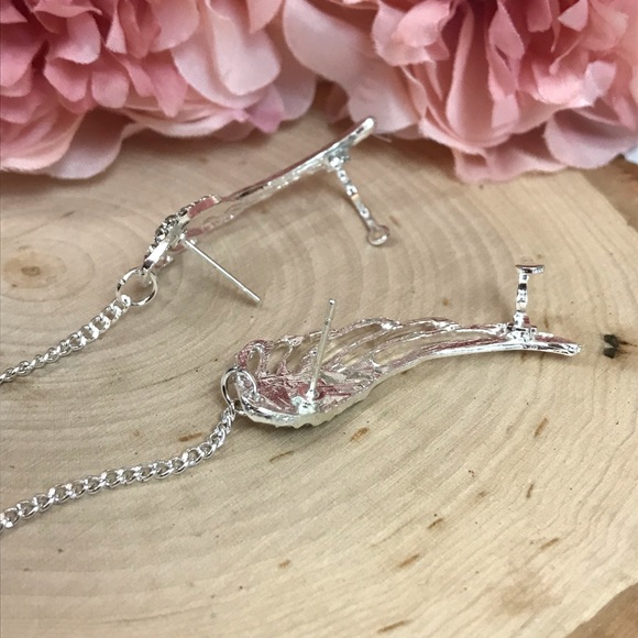 Angel Wings Water Drop Crystal Clip On Earrings - Picture 10 of 12